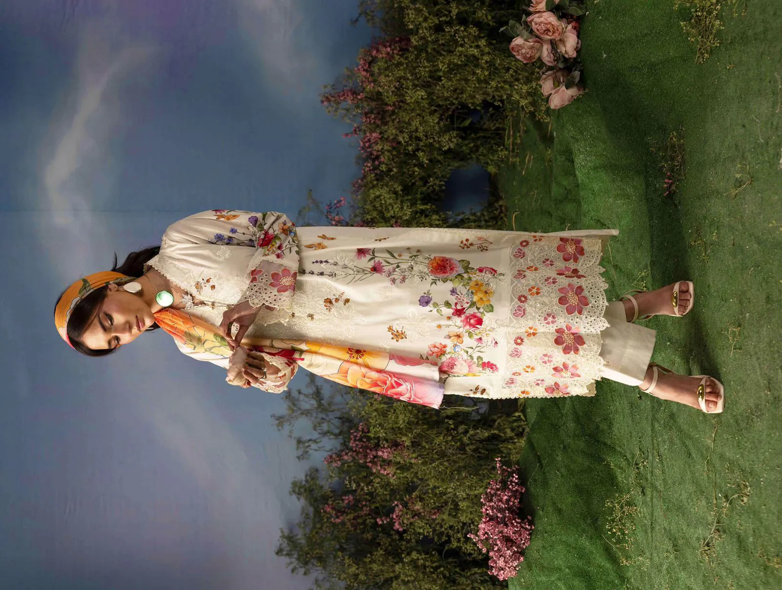 Rose Bloom Embroidered Lawn