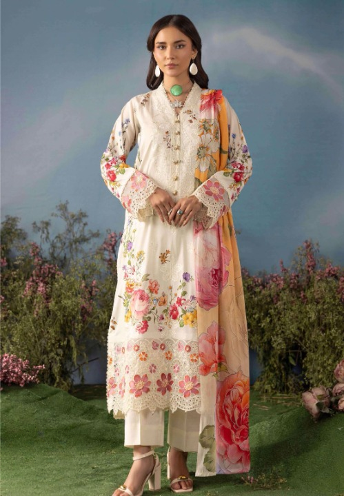Rose Bloom Embroidered Lawn