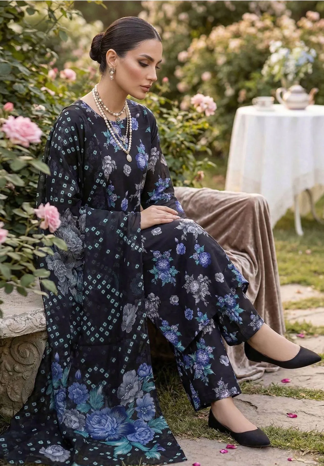Midnight Chunri Floral