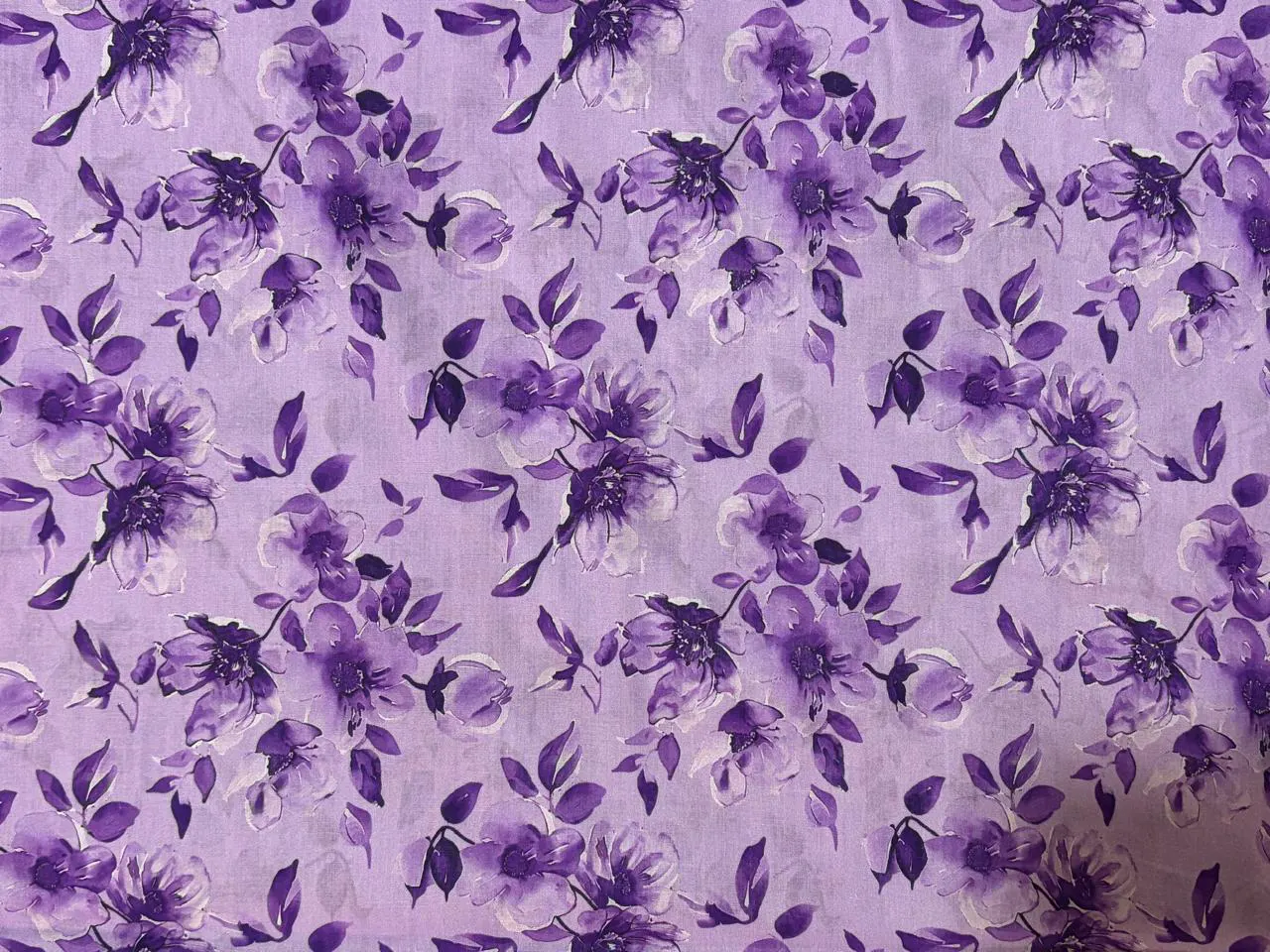 Royal Violet Floral Printed Lawn