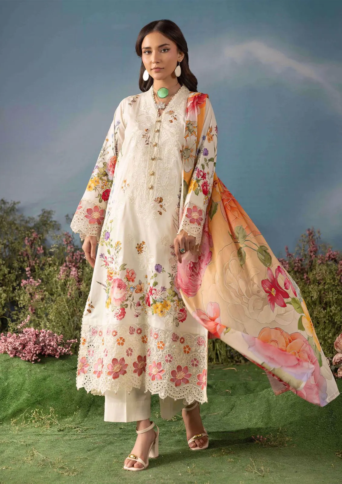 Rose Bloom Embroidered Lawn